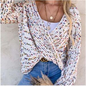 EXCELLENT CONDITION AMOLI MULTICOLOR CONFETTI KNOT TWIST SWEATER MEDIUM/LARGE